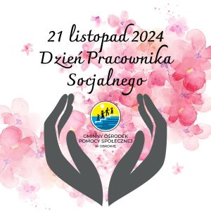 Napis 21 listopad dzień pracownika socjalnego na różowym...