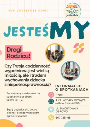 plakat informujący o spotkaniach grupy wsparcia jesteśmy