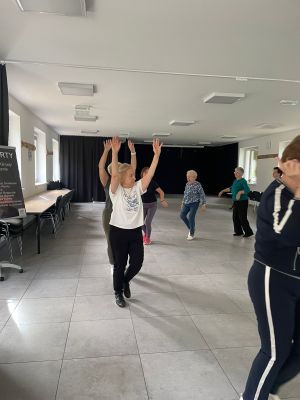 seniorzy ćwiczą gimnastykę