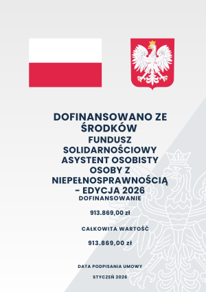 Plakat informujący o programie asystent osobisty osoby z niepełnosprawnością. Edycja 2026