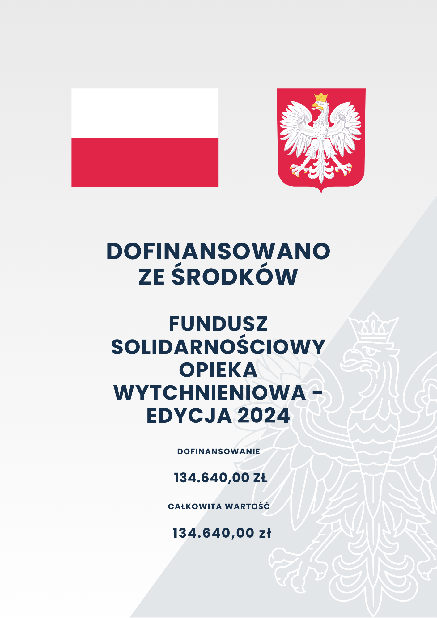 Plakat informujący o kwocie dofinansowania do opieki wytchnieniowej