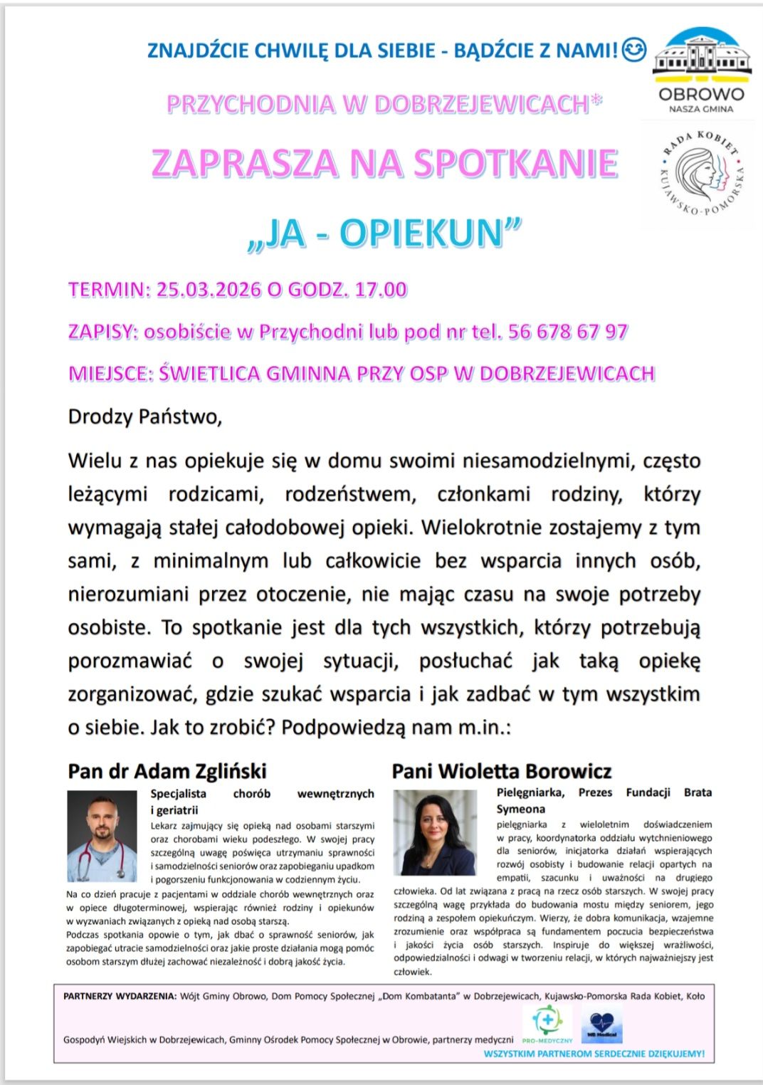 Zaproszenie na spotkanie "Ja-opiekun"